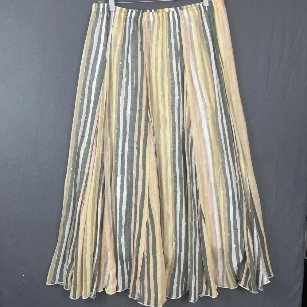 New Directions Womens Plus Size Maxi Length Rainbow Striped Pleated Skirt 1X - Picture 5 of 6